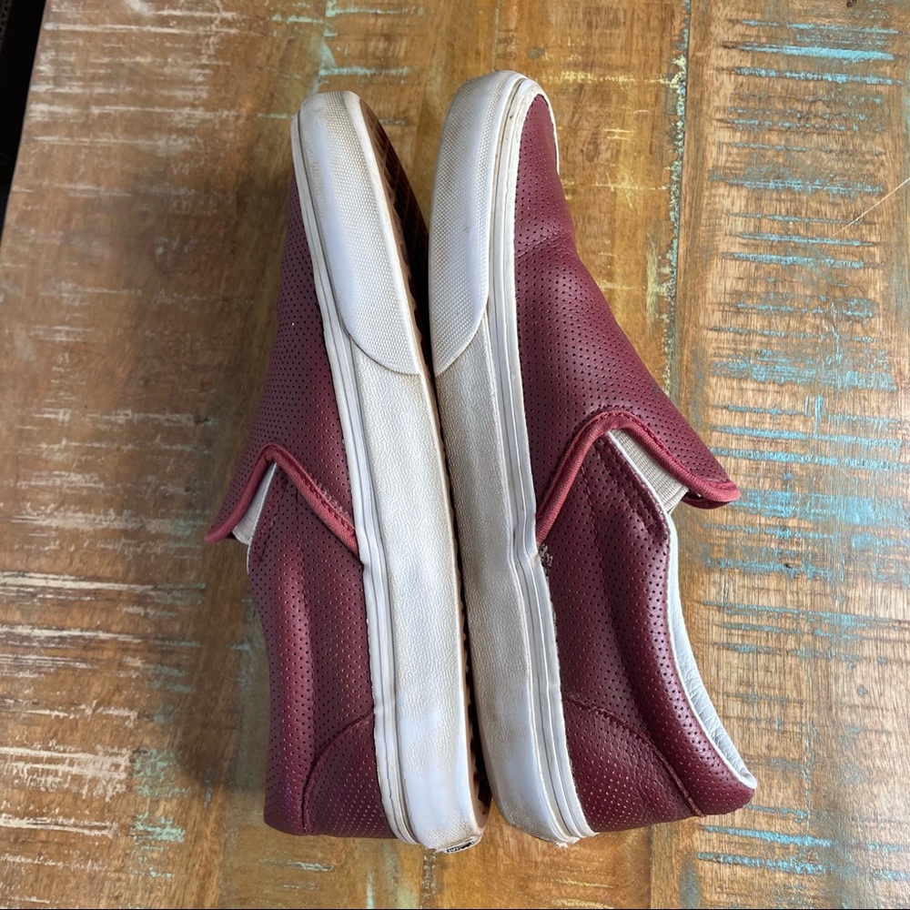 VANS Unisex Maroon Perforated Leather Slip Ons Men’s 6 , Women’s 7.5 - Picture 10 of 10